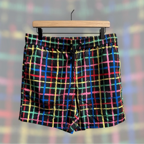 Teddy Fresh Other - NEW Teddy Fresh Checkered Crayon Multicolor Shorts – Black – Men’s M Streetwear